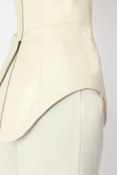 INDRA Cream Leather Corset Top