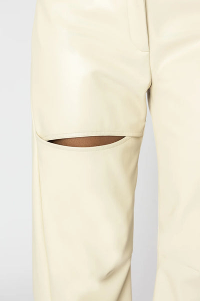 ASTRAYA Barrel Leg Leather Trousers