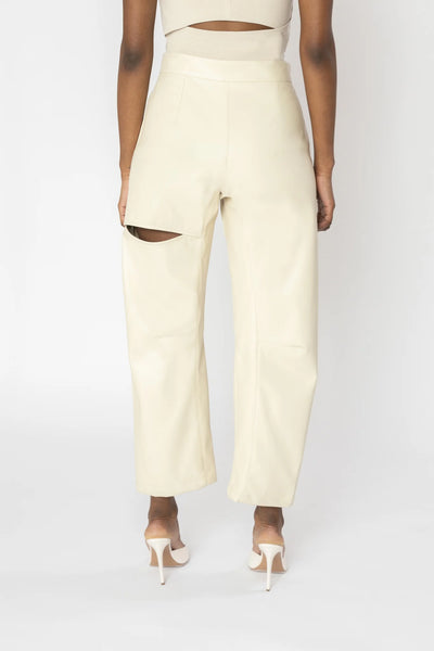 ASTRAYA Barrel Leg Leather Trousers