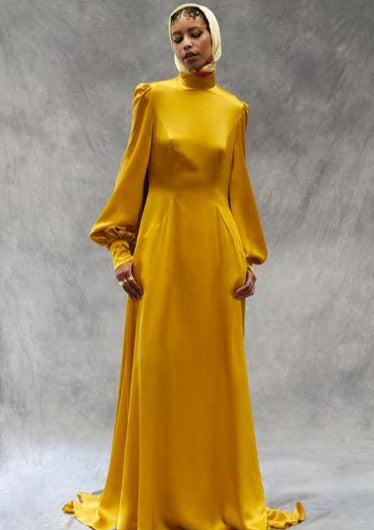 Princess Gown in Sunset Yellow Silk