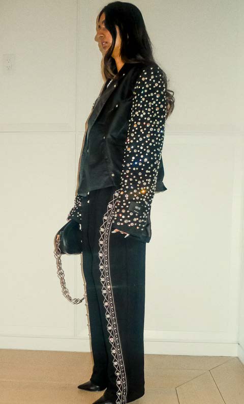 Crop Hand-beaded/Hand-stoned Blazer (Women)